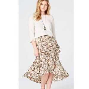 J. Jill Floral Ruffle Hem High-Low Skirt Size Small Petite